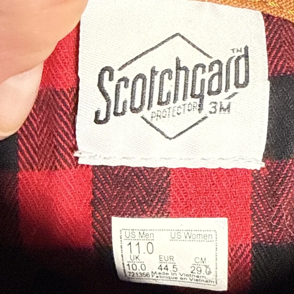 VANS Sk8-Hi MTE-1 Brown Suede Red Plaid Flannel Lined Boots Mens 11 Women's 12